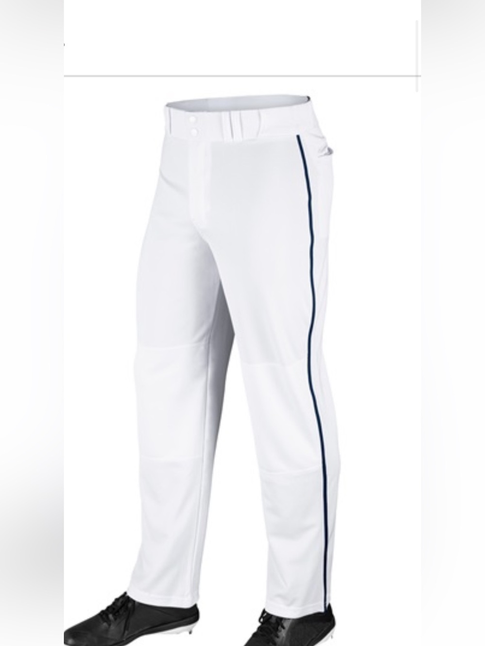 Two Youth Champro  White Baseball Pants with Navy Side Stripe-